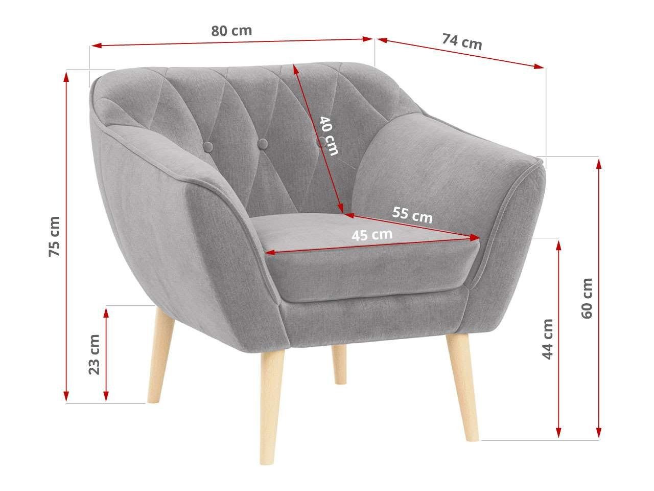 Skandinavischer Sitzer, MKS 1 Sofa PIRS Stil, Gesteppte Holzbeine MÖBEL Polsterung,
