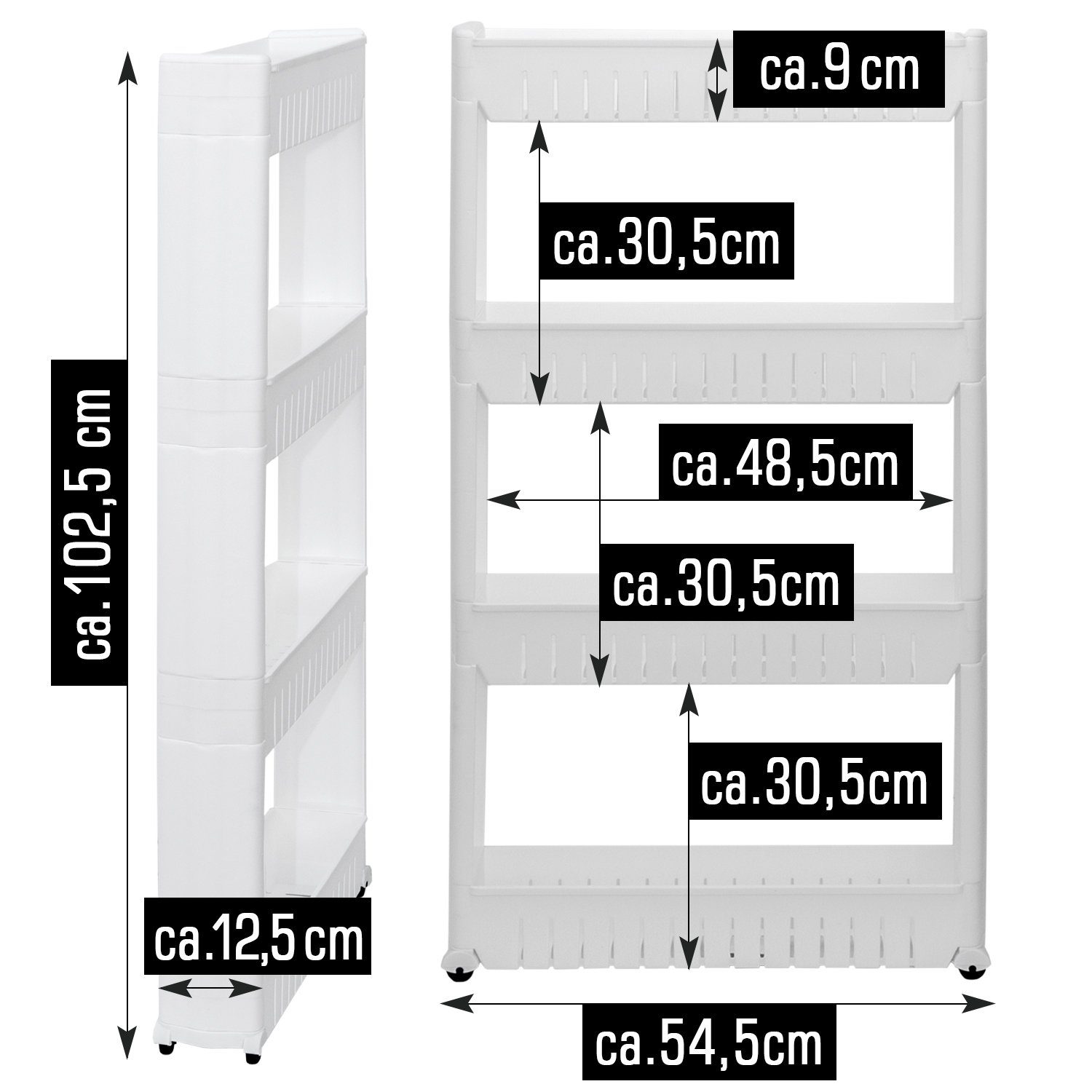 eyepower Küchenwagen für schmale Nischen: 54 x 12,5 Nischenregal - Rollrega günstig online kaufen