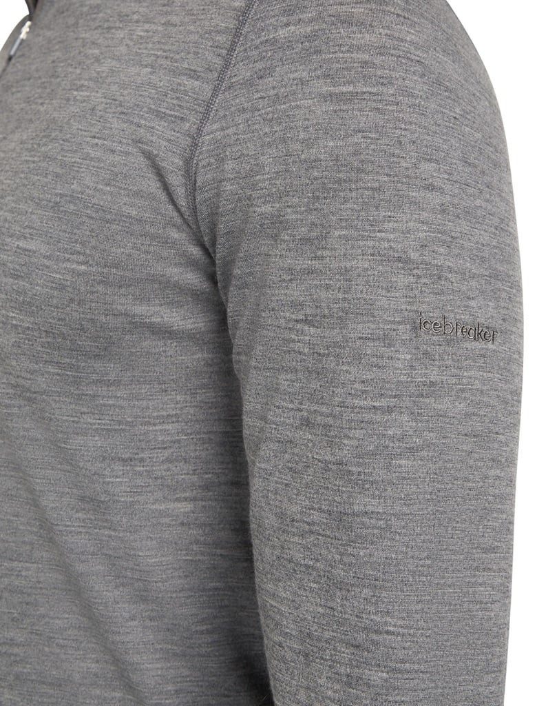 Langarmshirt Unterwäsche Half-Zip 200 Oasis LS - Merinowolle, enganliegend - grau