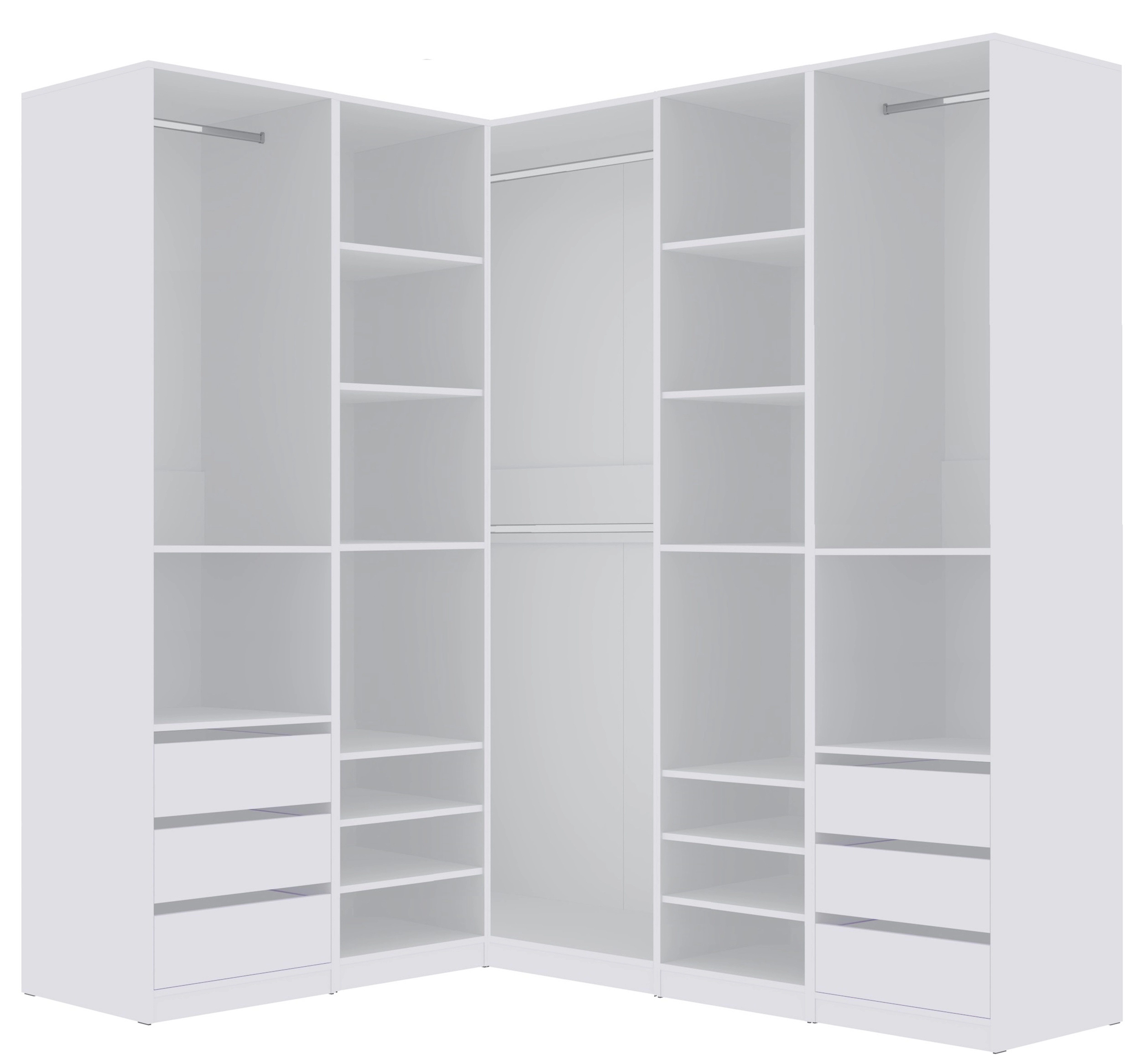 Marmex Möbel Garderobenschrank TRES SET U/B Schrank Set begehbarer Kleiderschrank Ankleidzimmer (5-St) 4 Kleiderstangen, viel Stauraum 6 Schubladen – Bild 5 von 5