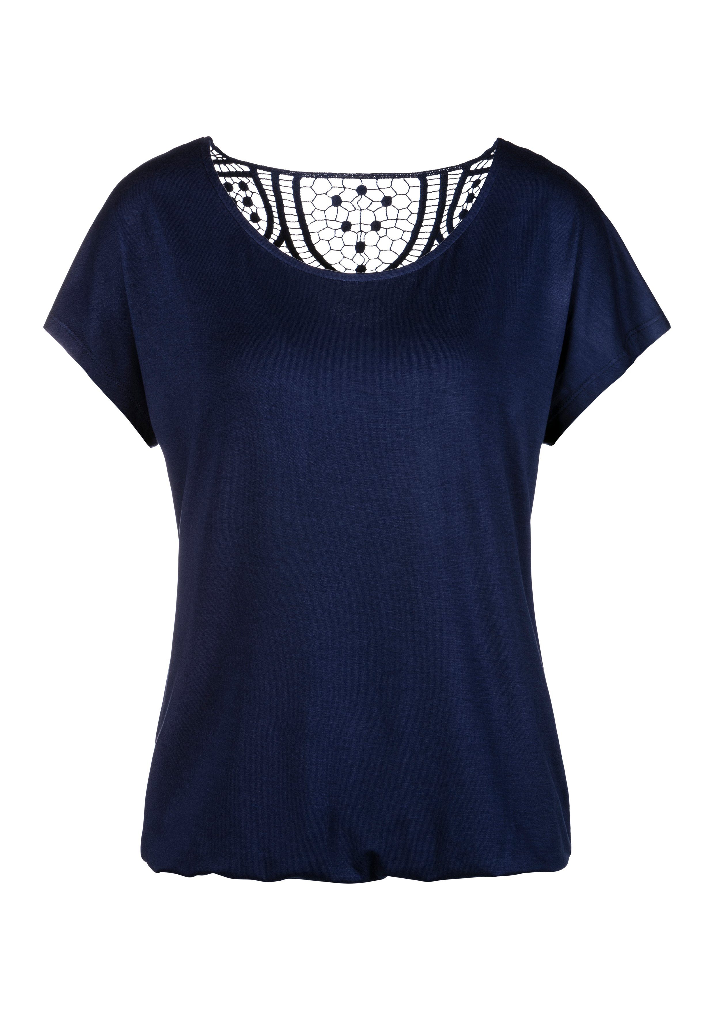 Kurzarmshirt mit sommerlicher Häkelspitze am Rücken
