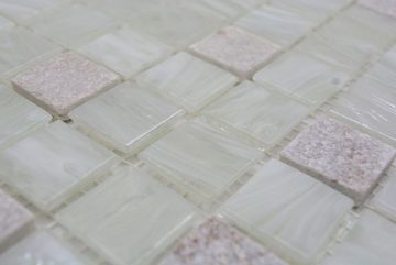 Mosani Mosaikfliesen Naturstein Glasmosaik Mosaikfliesen cream weiß altweiß