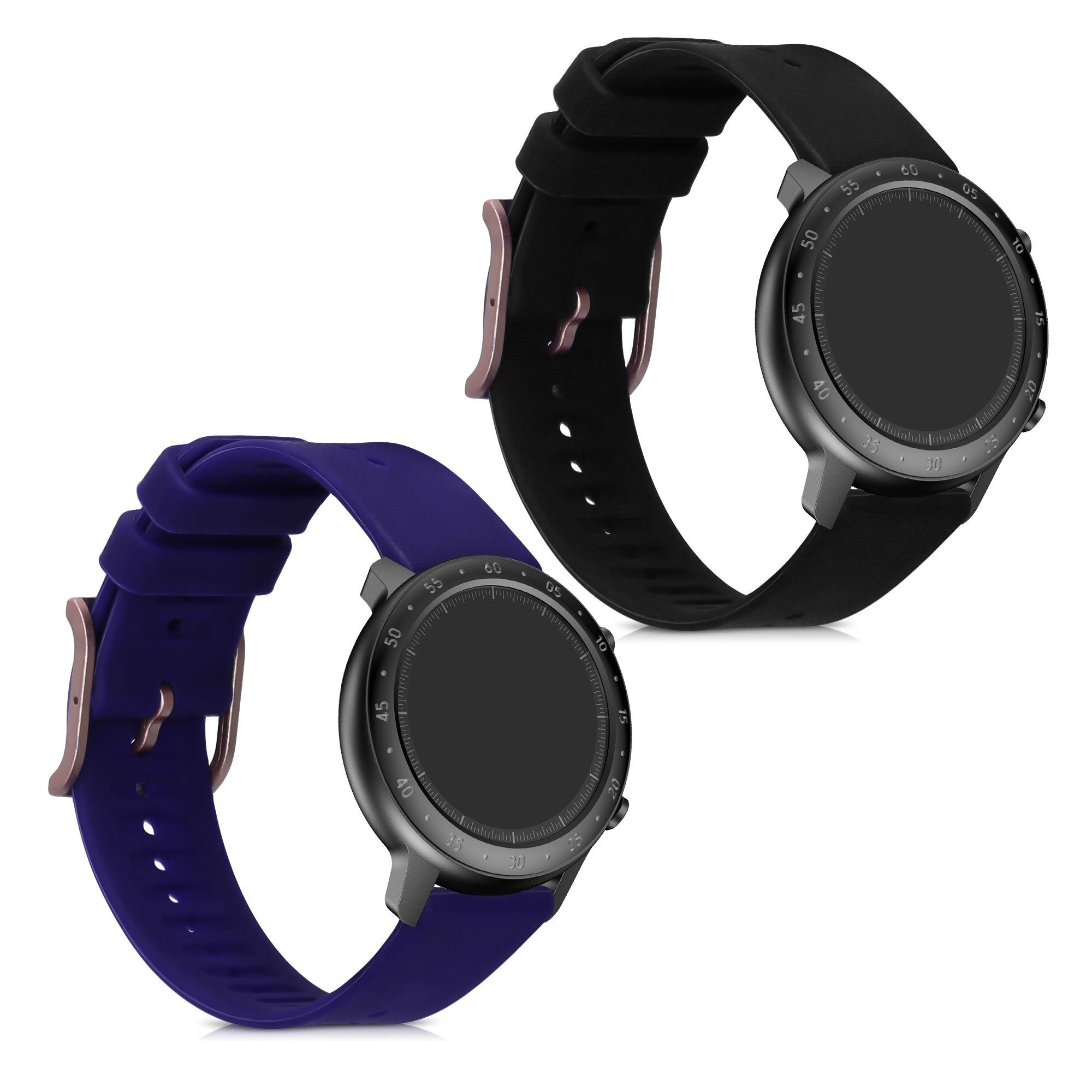 kwmobile Uhrenarmband, 2x Sportarmband kompatibel mit Ticwatch GTX -  Armband TPU Silikon Set Fitnesstracker