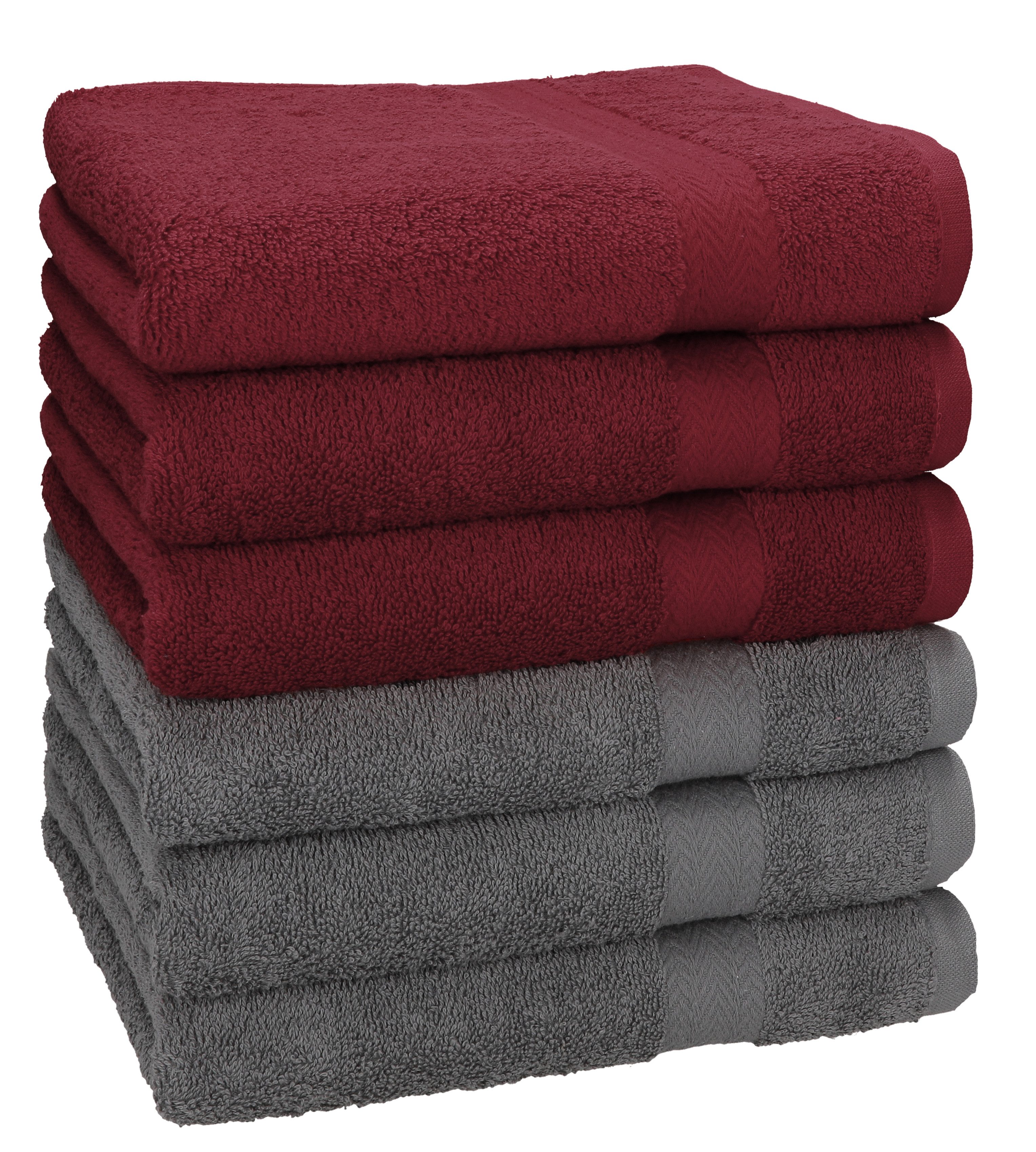 Betz Handtücher 6 Stück 50 x 100 cm Premium Farbe dunkelrot/anthrazit, 100% Baumwolle (Set, 6-St)