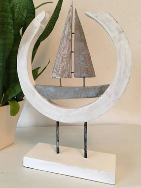 Moritz Skulptur Skulptur Segelboot Seefahrt 10x32x48cm, Dekoobjekt Holz, Tischdeko, Fensterdeko, Wanddeko, Holzdeko