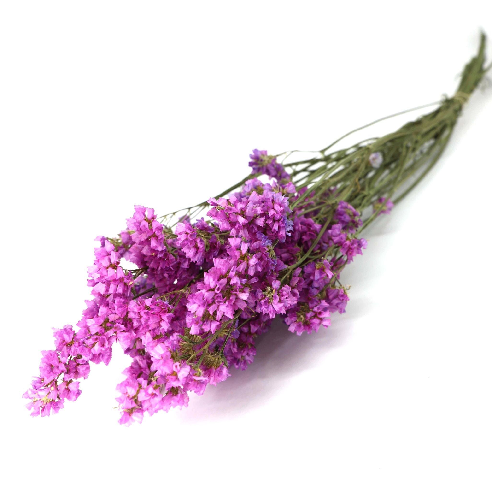Trockenblume Großer Blumenstrauß mit Statice in Rosa, Blau, Lila, Gelb - Dunkellila, Kunstharz.Art