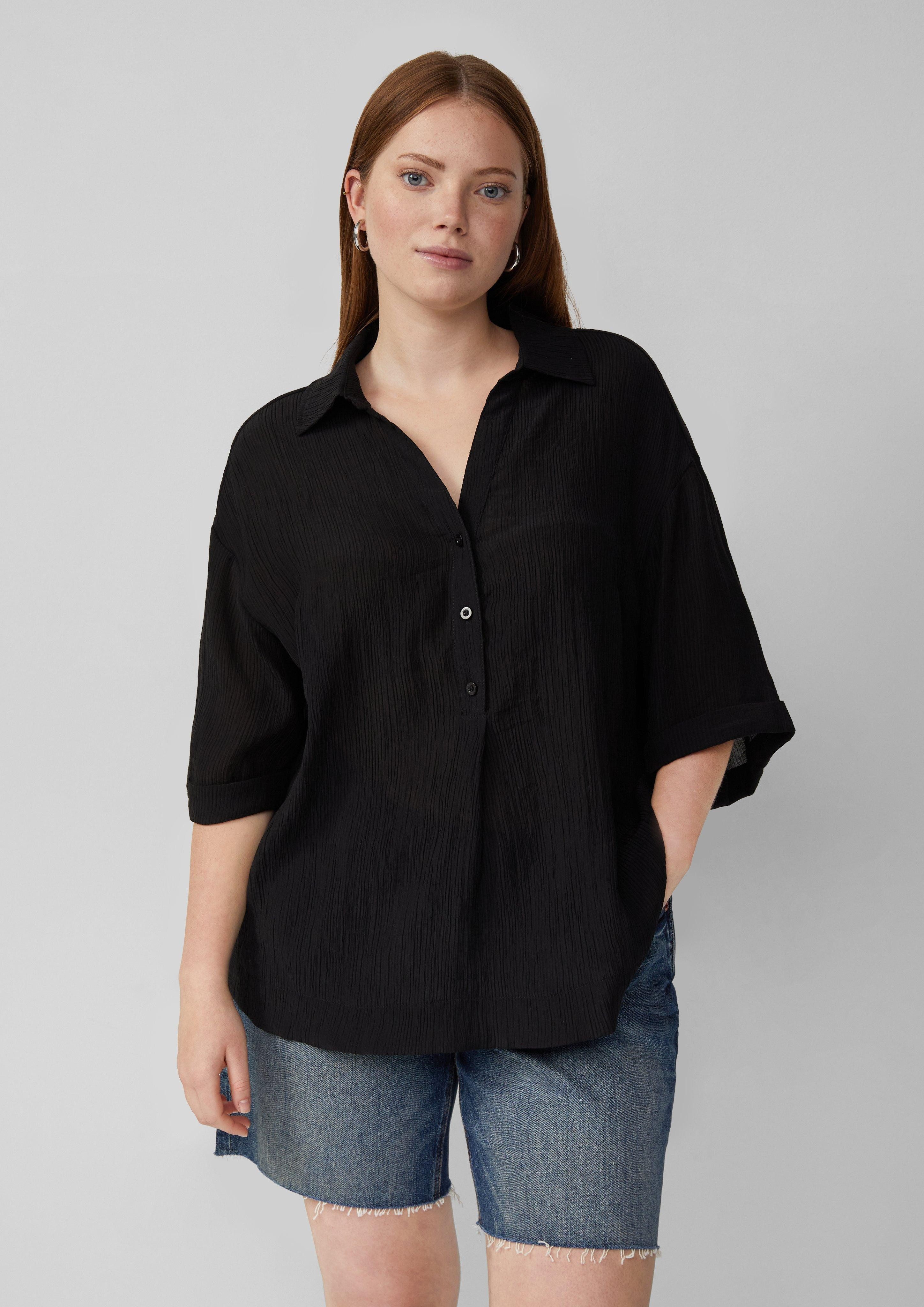 Langarmbluse Bluse im Loose Fit mit Wascheffekt