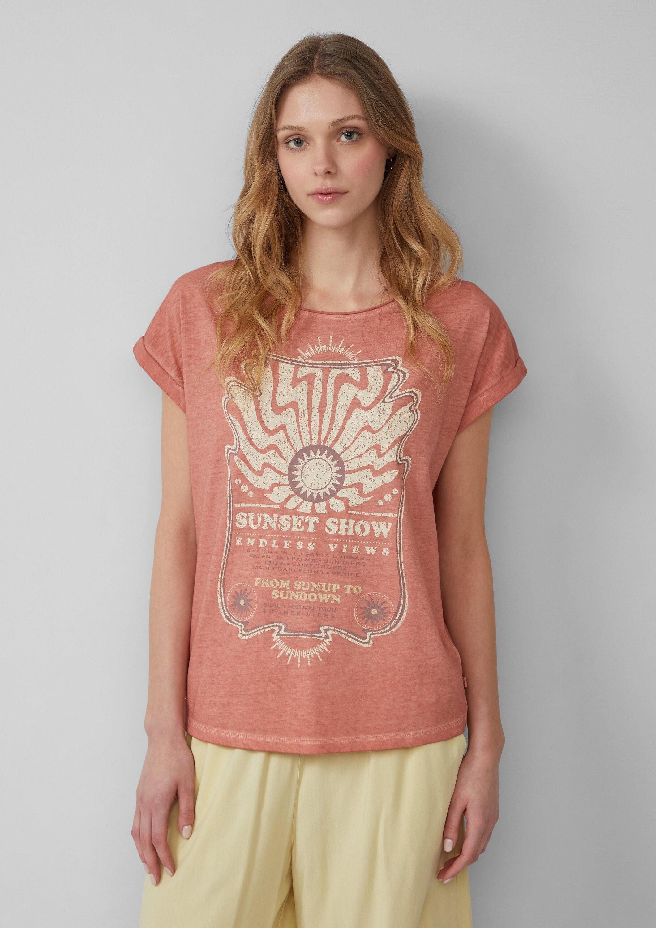 QS Kurzarmshirt T-Shirt Gewaschenes T-Shirt mit Frontprint günstig online kaufen