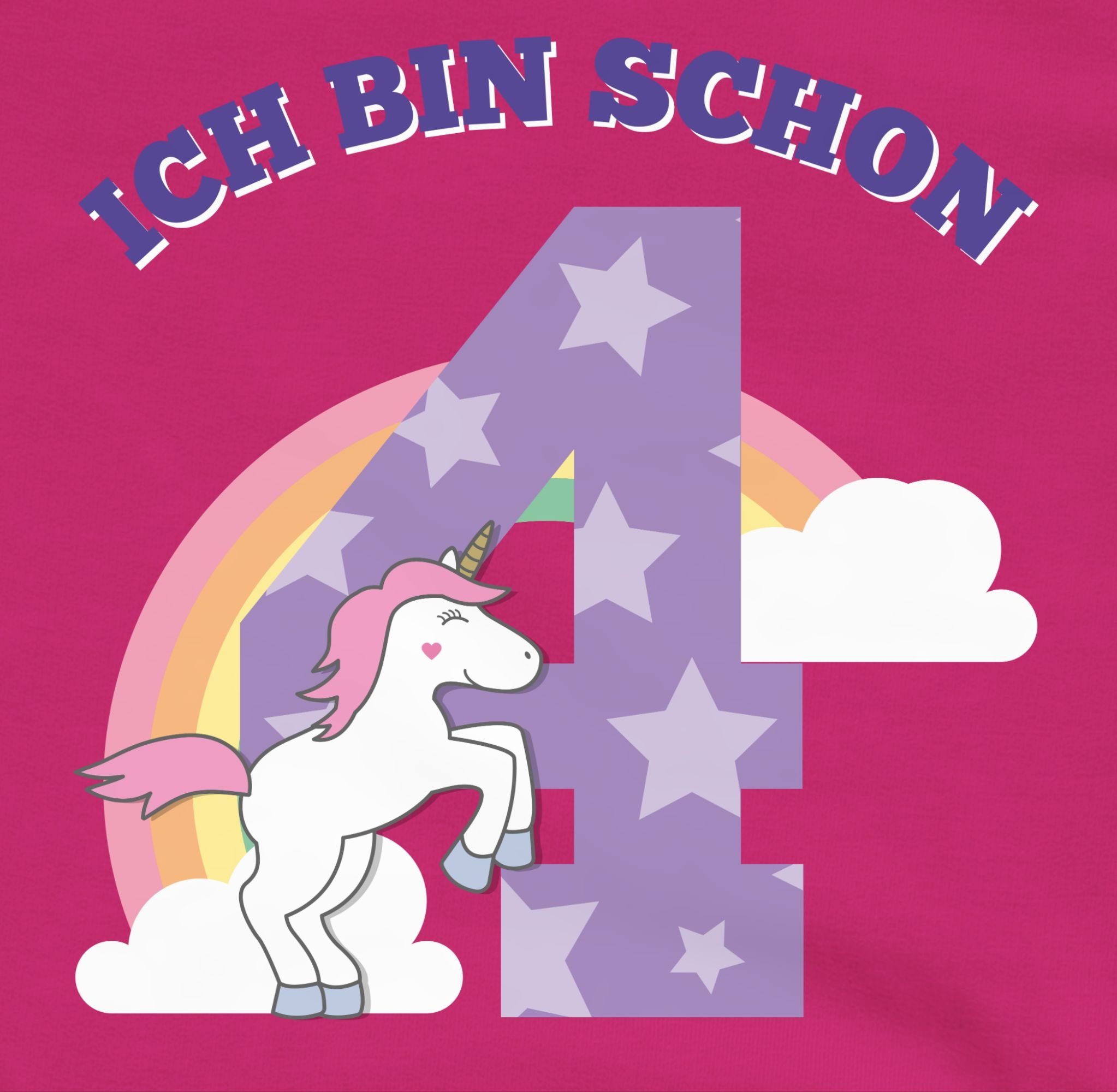 Ich Sweatshirt vier Geburtstag Fuchsia Einhorn Shirtracer 1 schon bin 4.
