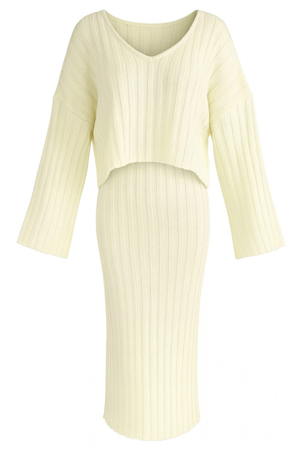 Mississhop Strickkleid Strickkleid Strickanzug Rock Pullover günstig online kaufen