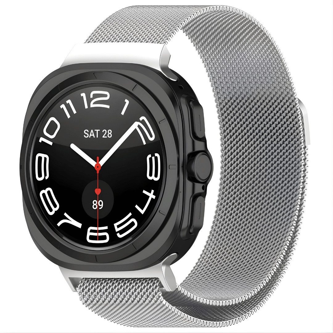SmartUP Smartwatch-Armband für Samsung Galaxy Watch Ultra 47mm Edelstahl Milanese Magnet Loop