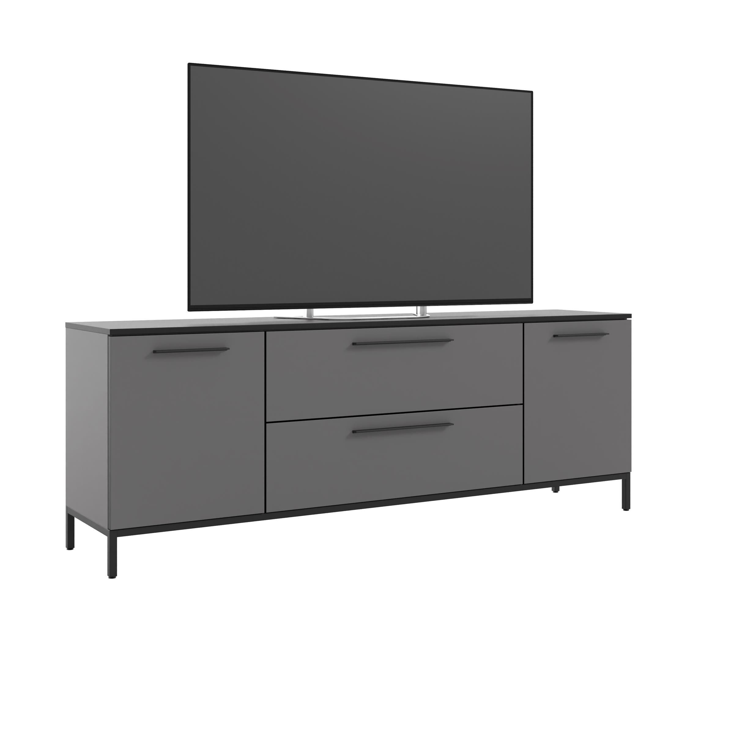 freiraum Lowboard soul, in Basaltgrau - Metall schwarz matt - 180x66,1x40cm (BxHxT)