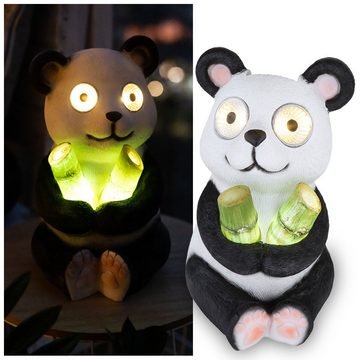 etc-shop Gartenleuchte, LED Außen Solar Leuchte Panda sitzend schwarz-weiß Garten Figur Lampe