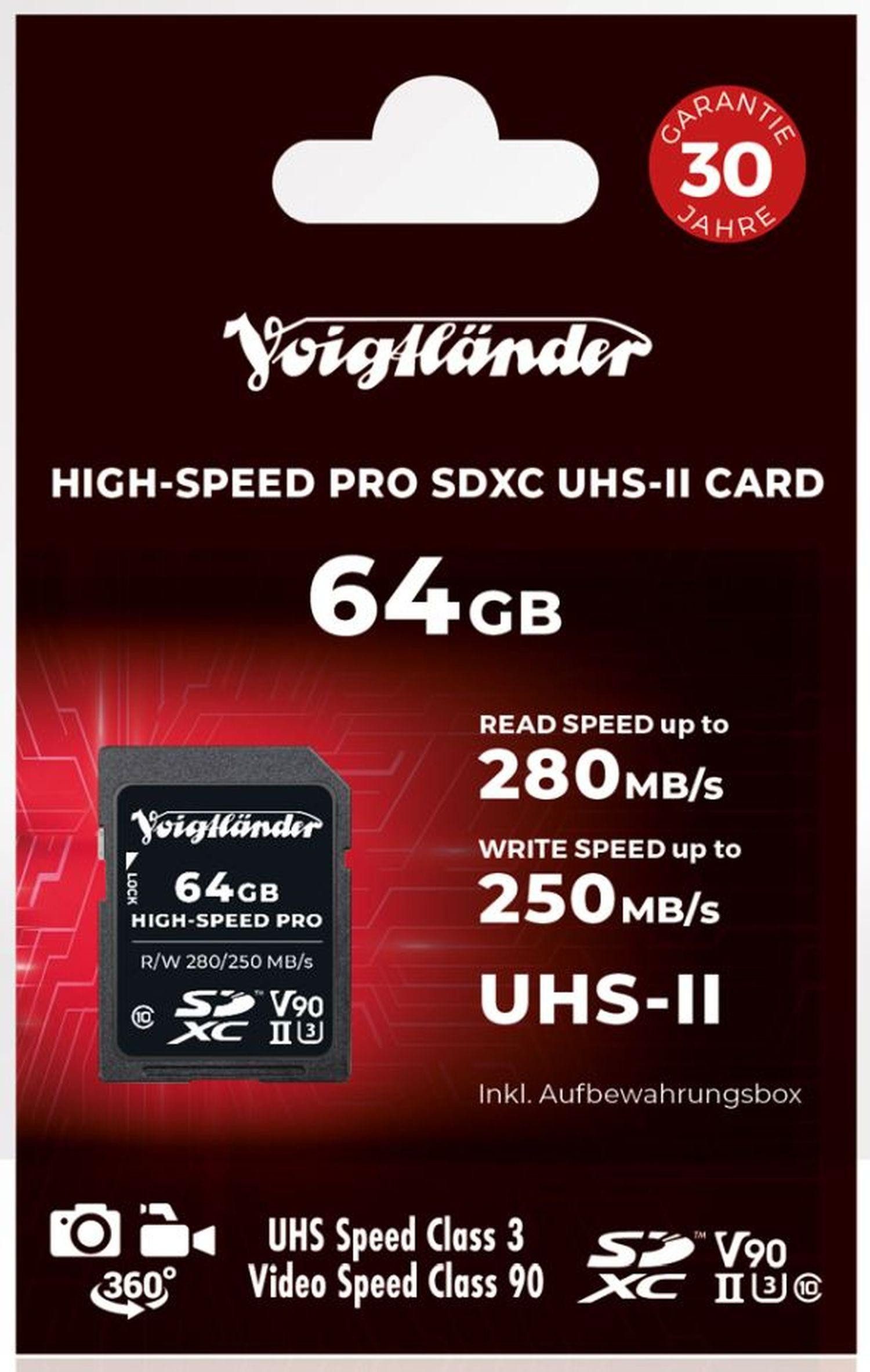 Voigtländer Prof. High-Speed SDXC 64GB UHS-II Speicherkarte
