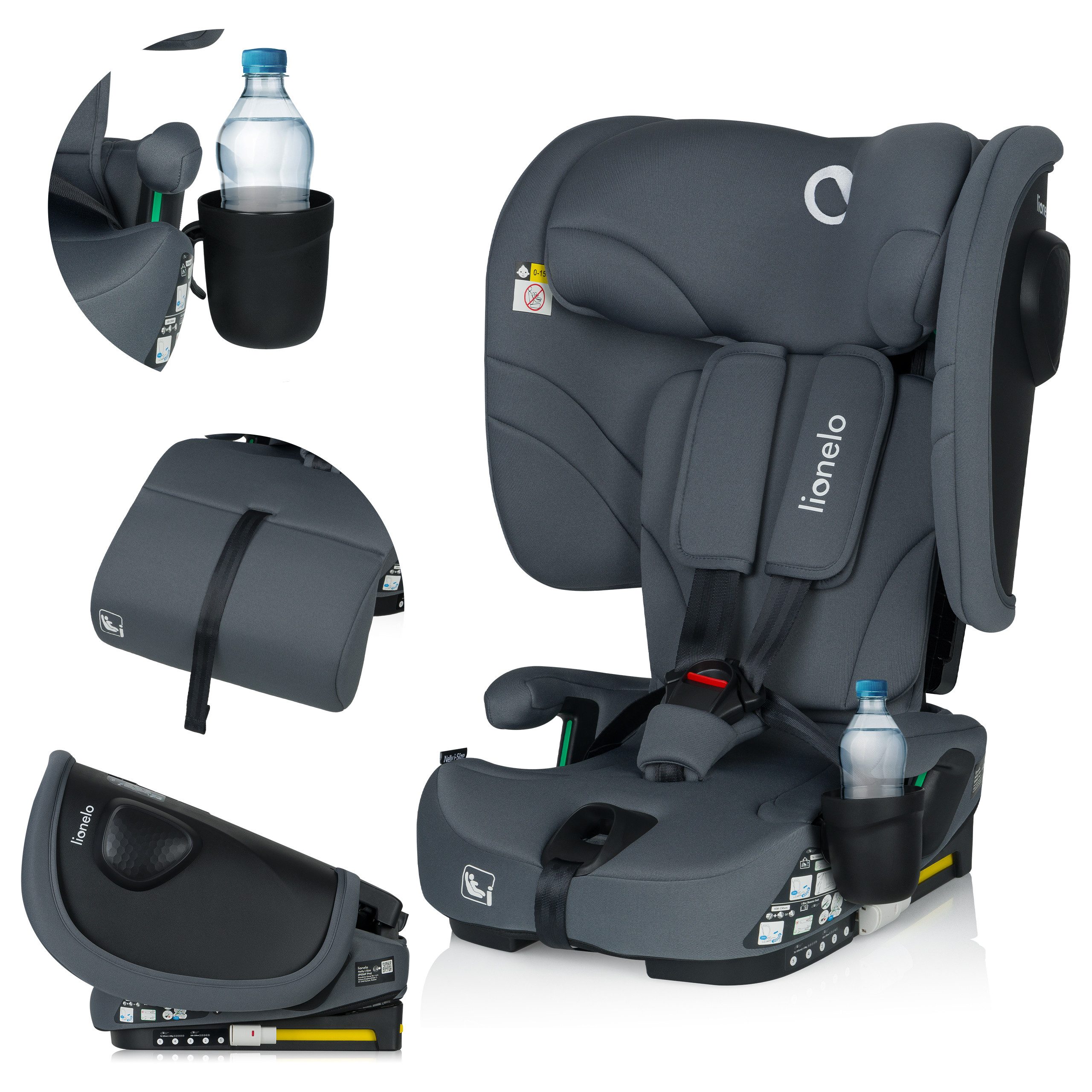 lionelo Autokindersitz NELLY I-SIZE, ab: ab Geburt, bis: 36 Monaten, ab: 76 cm, bis: 150 cm, (Set), Verstellbare Kopfstütze/4 Neigungspositionen/Reduziereinsatz