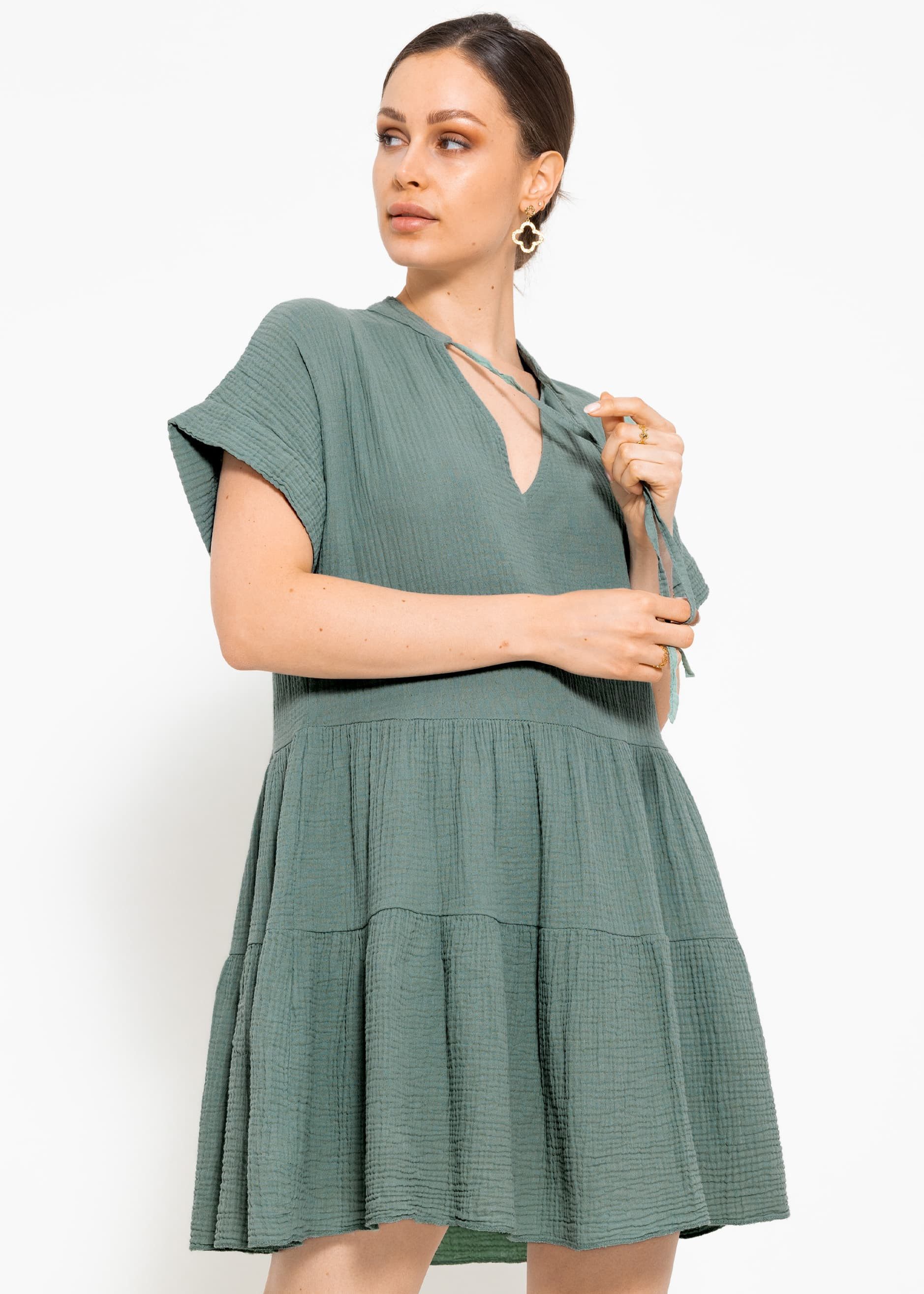 SASSYCLASSY Sommerkleid Musselin Kleid mit Volants günstig online kaufen