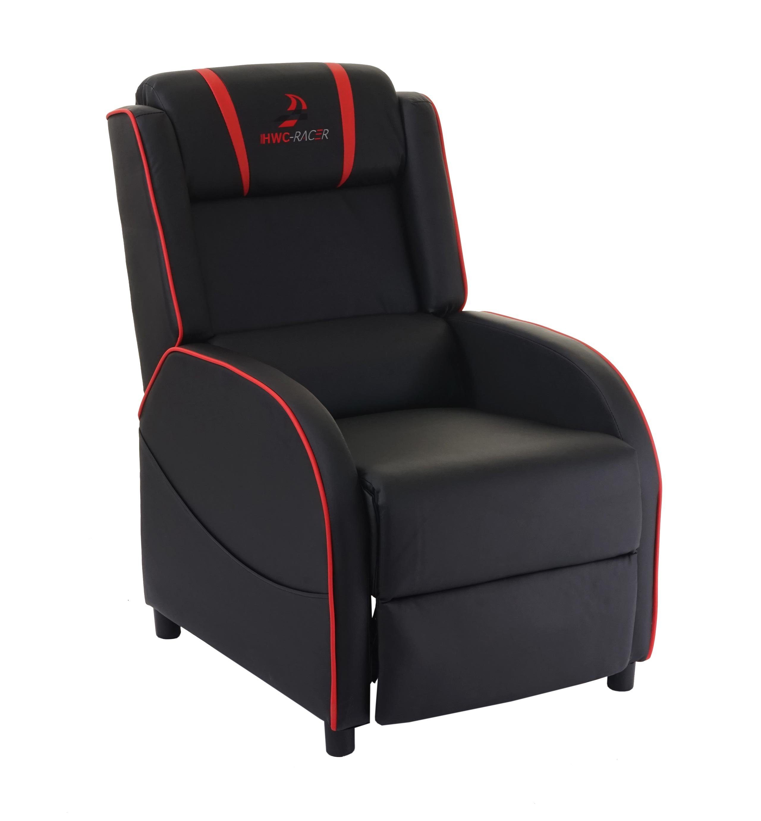 MCW Relaxsessel MCW-D68, Synchrone Verstellung, Sitz- oder Liegeposition möglich, inkl. Taschen schwarz-rot