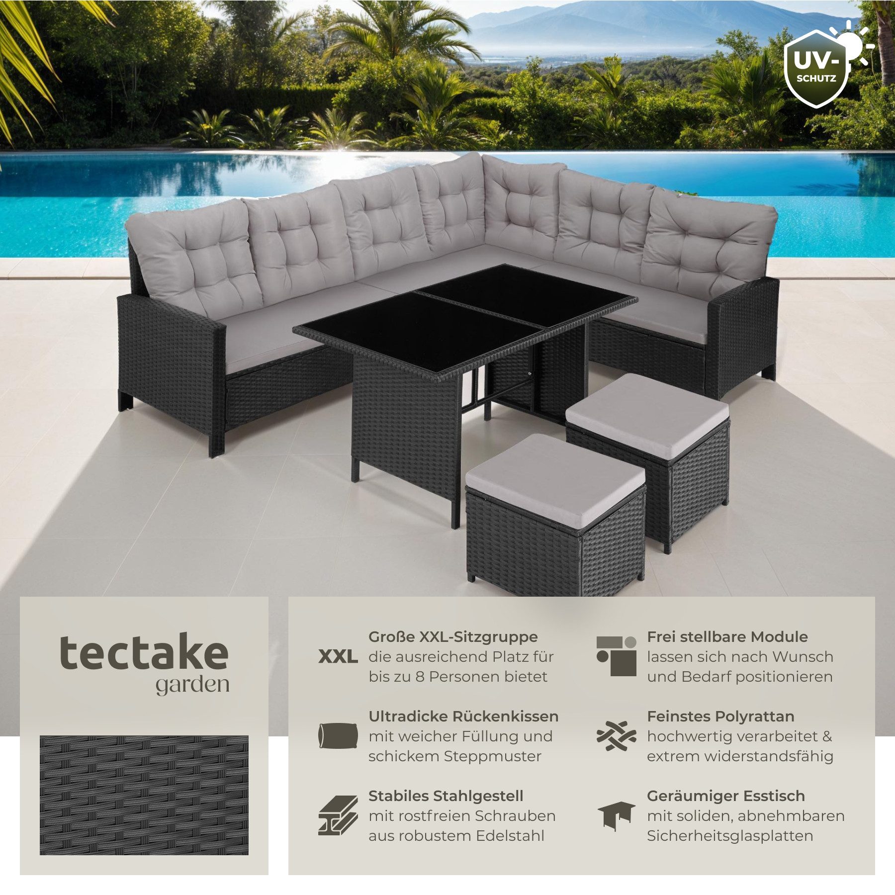 tectake Loungeset Rattan Lounge, (Set., 6-tlg), günstig online kaufen