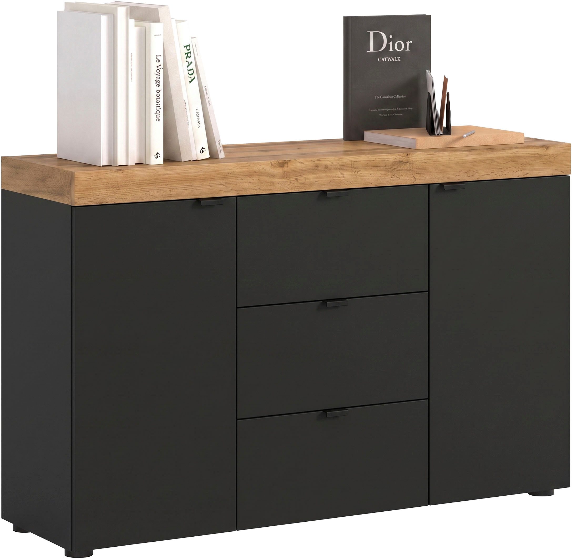 OTTO home Sideboard MAMBO II, Breite 125 cm, 2 Türen, 3 Schubkästen (1 St., 2-farbige Ausführung, in verschiedenen modernen Trendfarben erhältlich), Sideboard, Kommode, Wohnzimmer, Flur, Arbeitszimmer