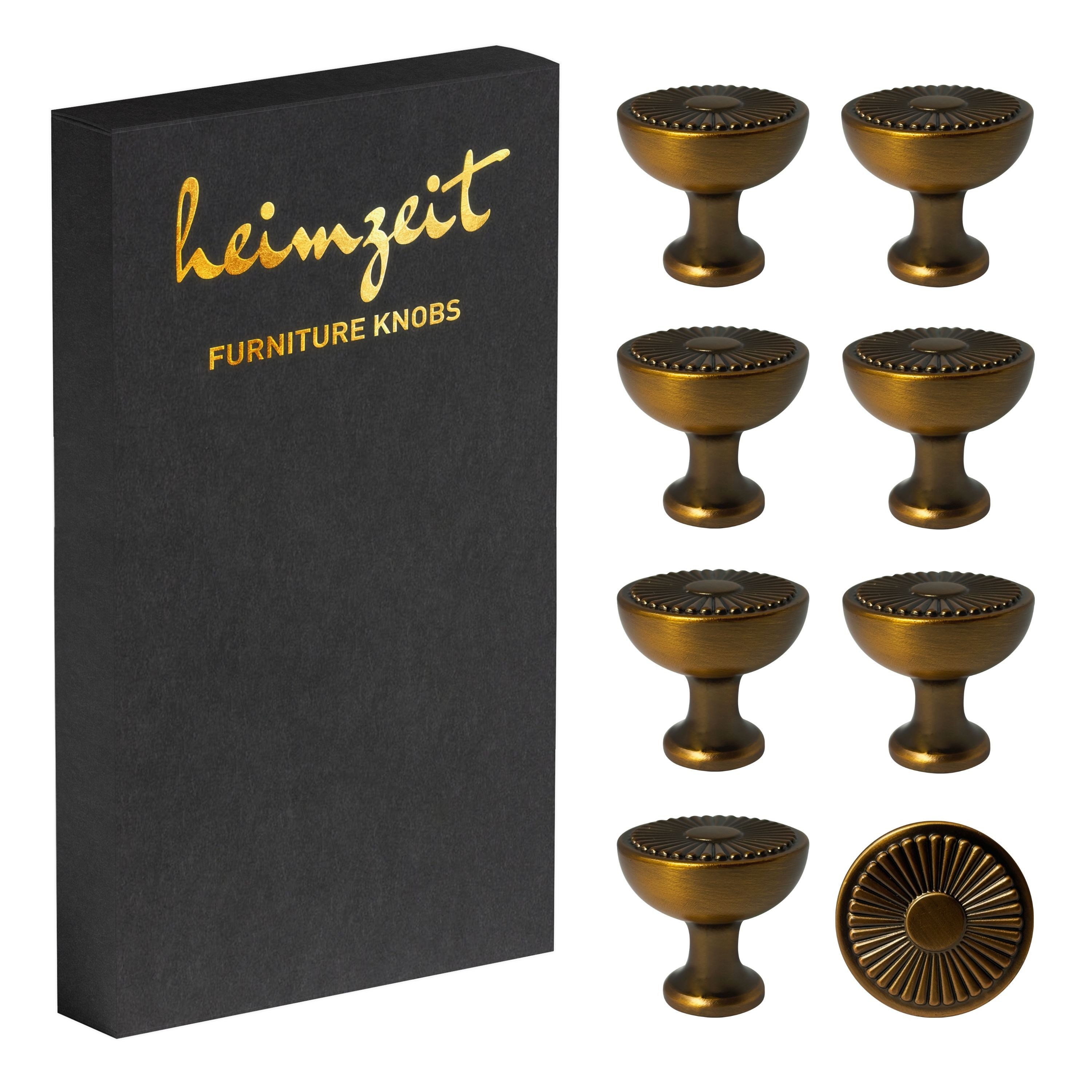 heimzeit Möbelgriff heimzeit Möbelknöpfe Sun - 8 Stück (Set), für Schubladen, Türen und Kommoden, inkl. Schraube