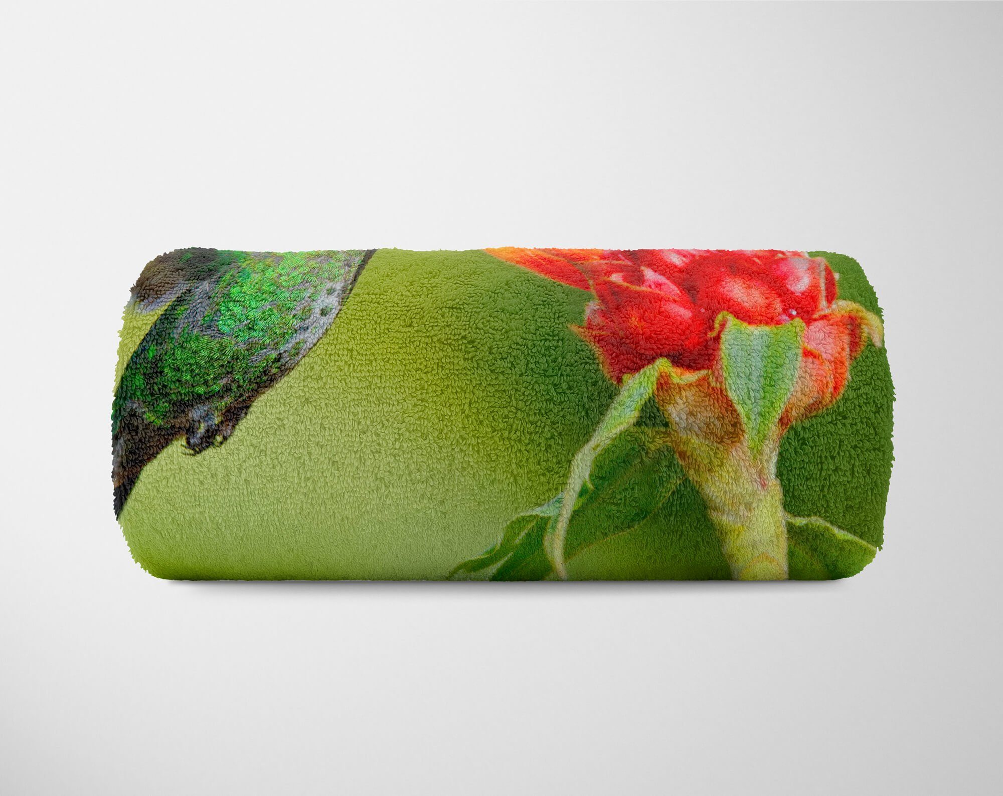 Kolibri Blume Baumwolle-Polyester-Mix Tiermotiv mit Handtuch Handtücher Kuscheldecke Art Handtuch Strandhandtuch Sinus (1-St), Exot, Saunatuch