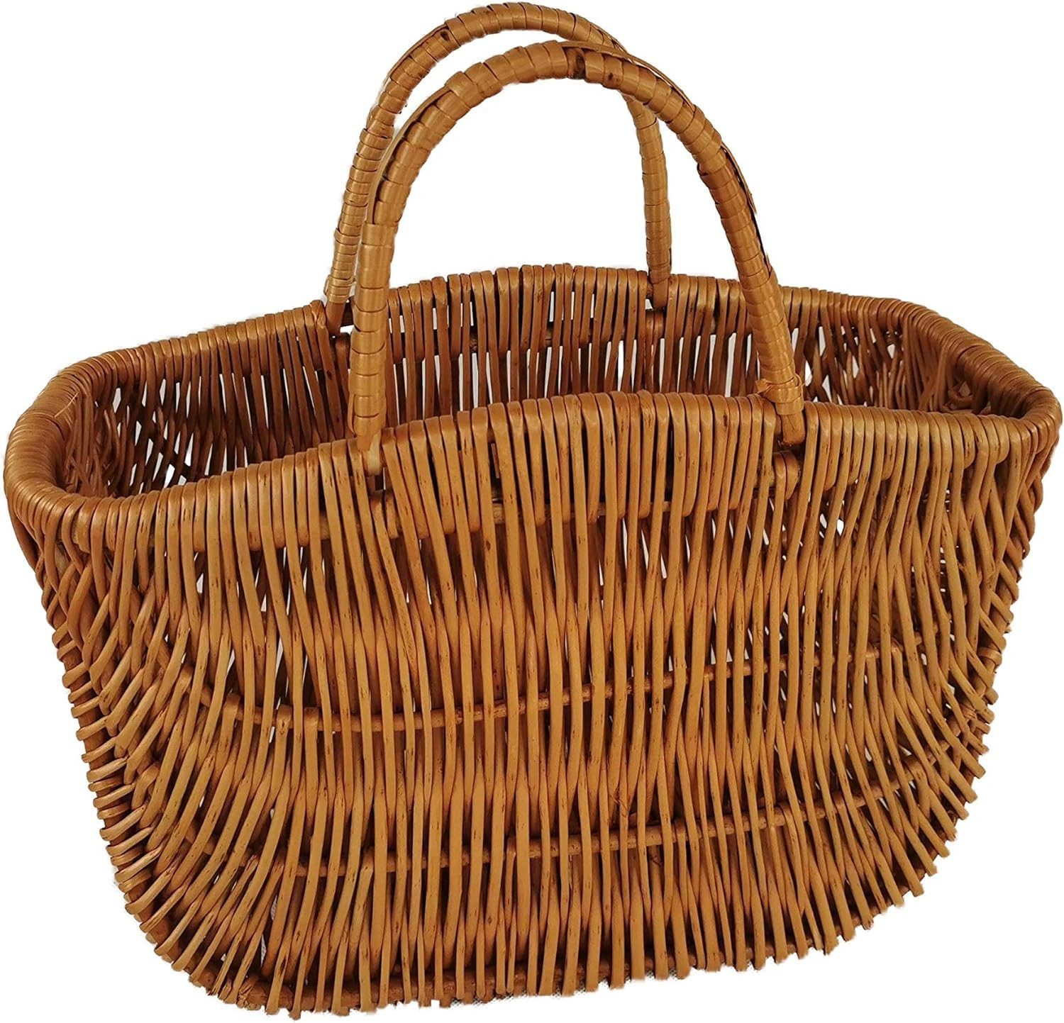 natuleo by pokuc Flaschenkorb Einkaufskorb aus Weide Braun natur 42x20x42 cm