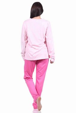 RELAX by Normann Pyjama Damen Pyjama langarm Schlafanzug mit Herzmotiv - 212 10 904