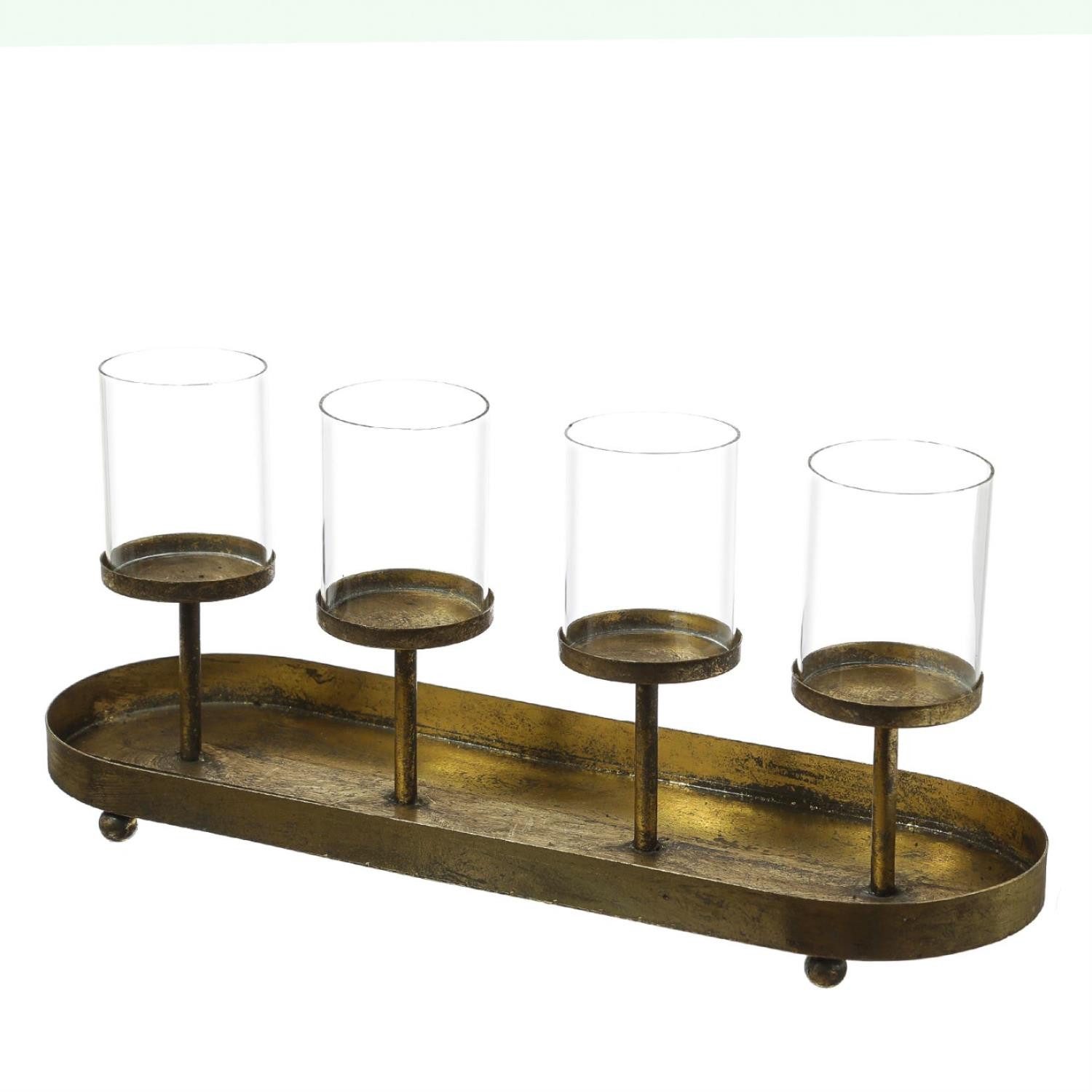 MARELIDA Kerzenhalter Kerzenständer Advent Kerzenhalter Kerzentablettt Adventskranz gold