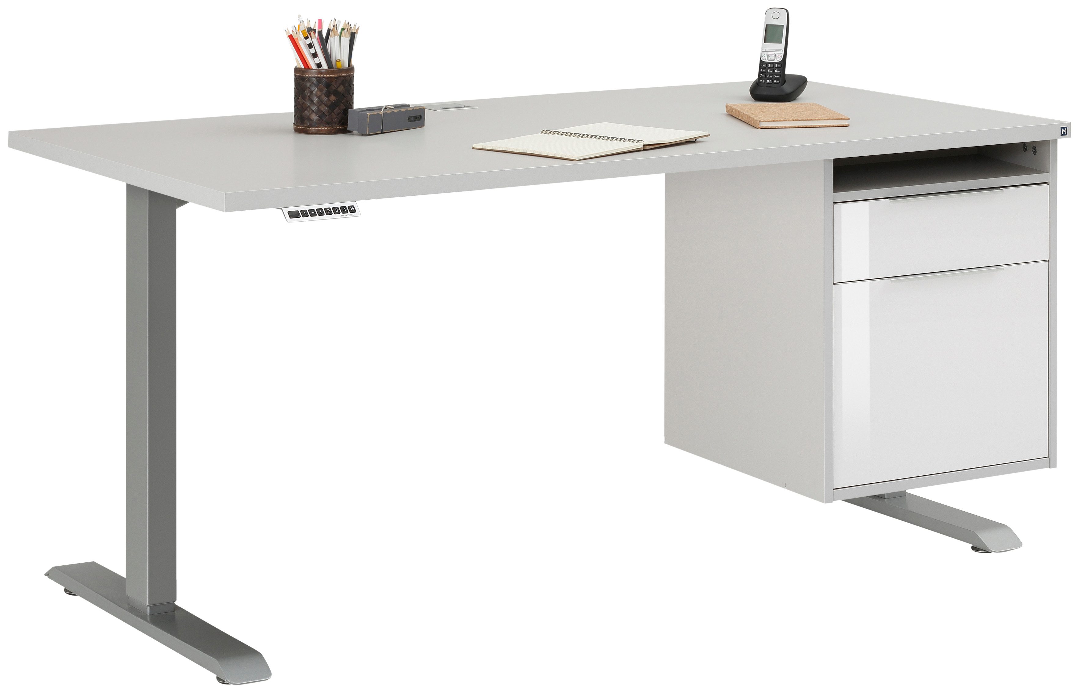 Maja Möbel Schreibtisch el. höhenverstellbar mit Hängecontainer, einzigarti günstig online kaufen
