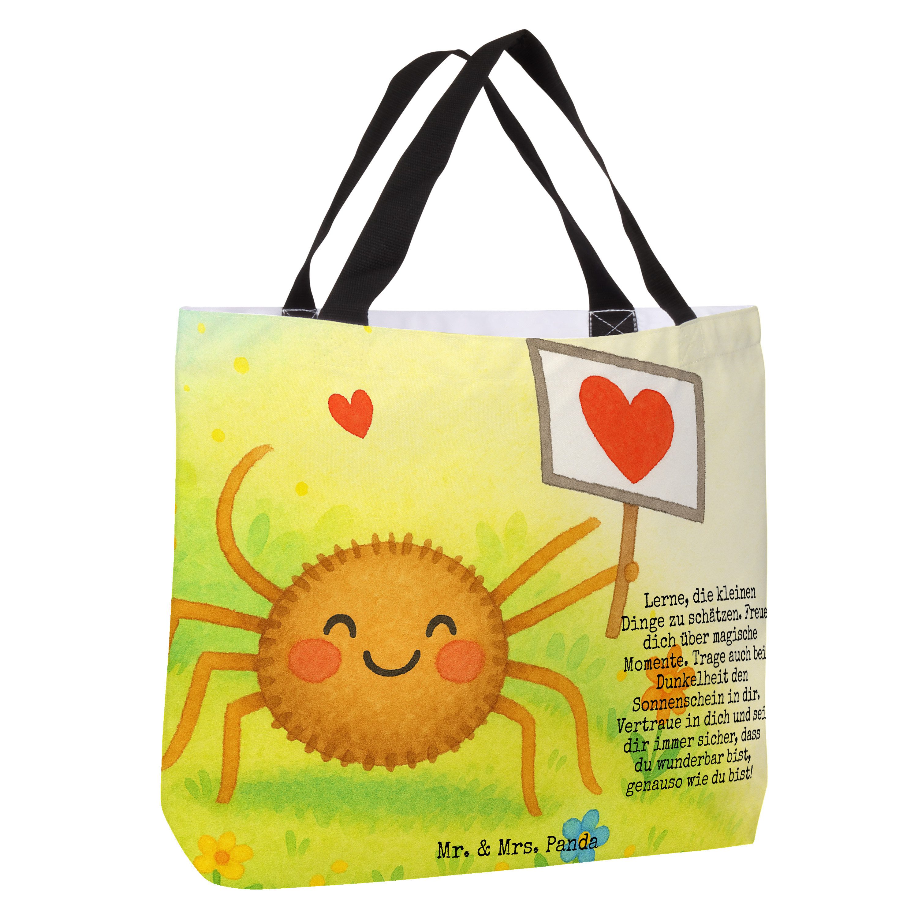 Mr. & Mrs. Panda Shopper Spinne Agathe Motivation Design, Schultasche, Weiß, Laptoptasche, Beu (Packung), Tragebeutel Beutel City-Shopper