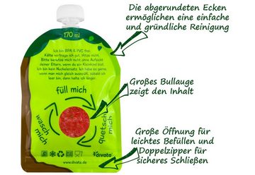 divata Trinkflasche Mehrweg Quetschies, 170ml - wiederverwendbare Quetschbeutel zum selbst befüllen mit u.a. Yoghurt, Smoothies, Babybrei