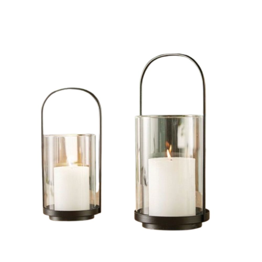 Windlicht Klassik Windlicht Teelichthalter Kerzenhalter Modern Schwarz 2er Set