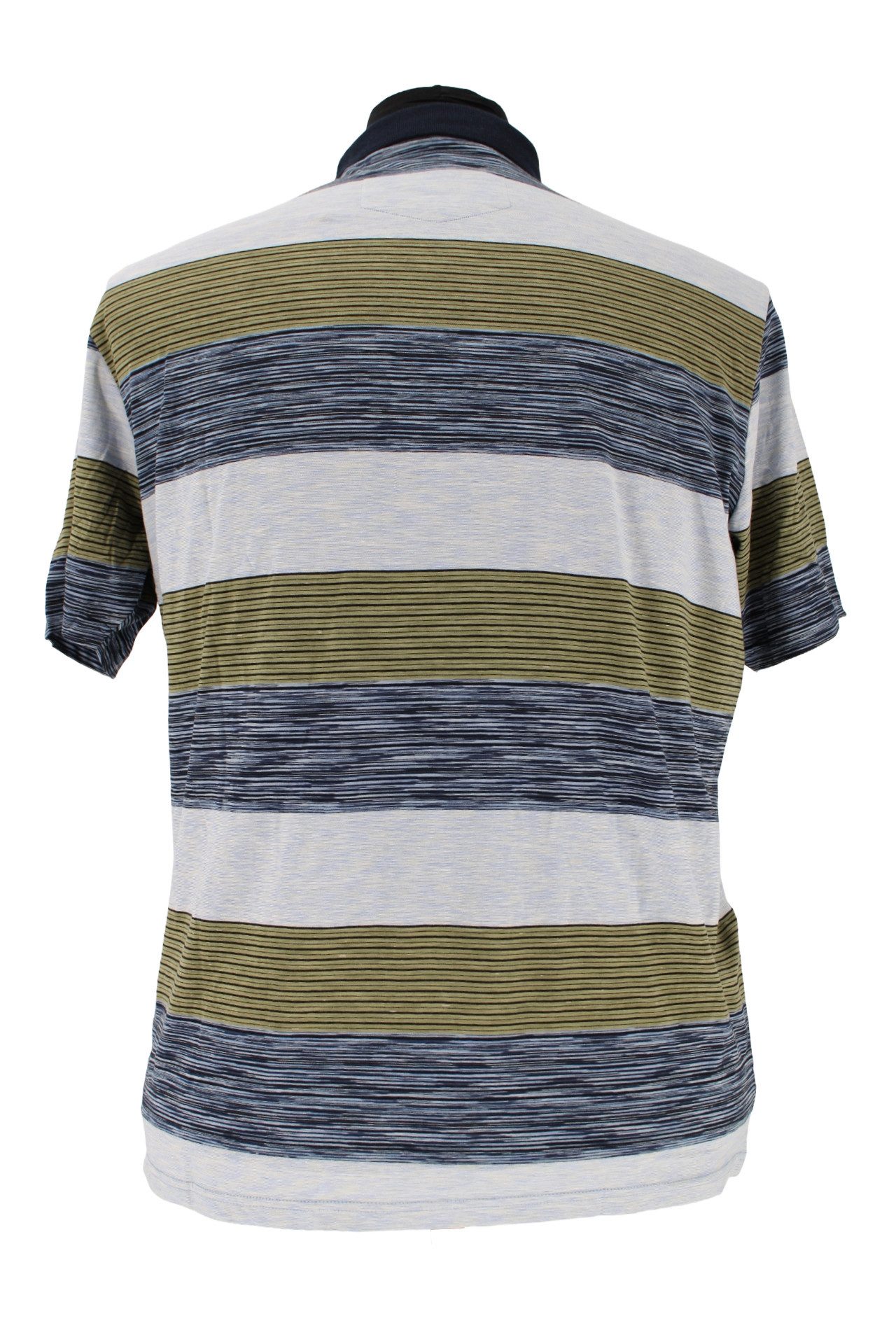 Mode Monte Carlo Poloshirt Monte Carlo Herren Polo-Shirt Gestreift Blau/Oliv ? Kurzarm Poloshirt