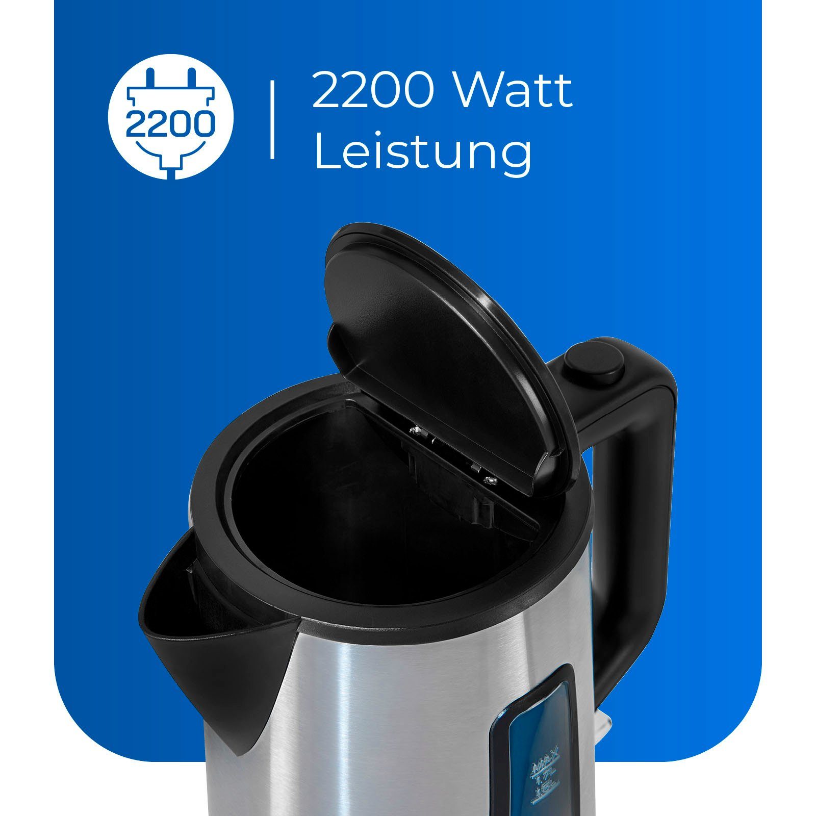 exquisit Wasserkocher WK 6119 isw, 1,7 l, 2200 W – Bild 5 von 5