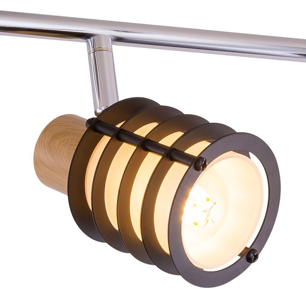 Globo LED Deckenleuchte, Leuchtmittel nicht Spotlampe Strahler Holz Deckenleuchte Glas inklusive, Spotleiste schwenkbar chrom