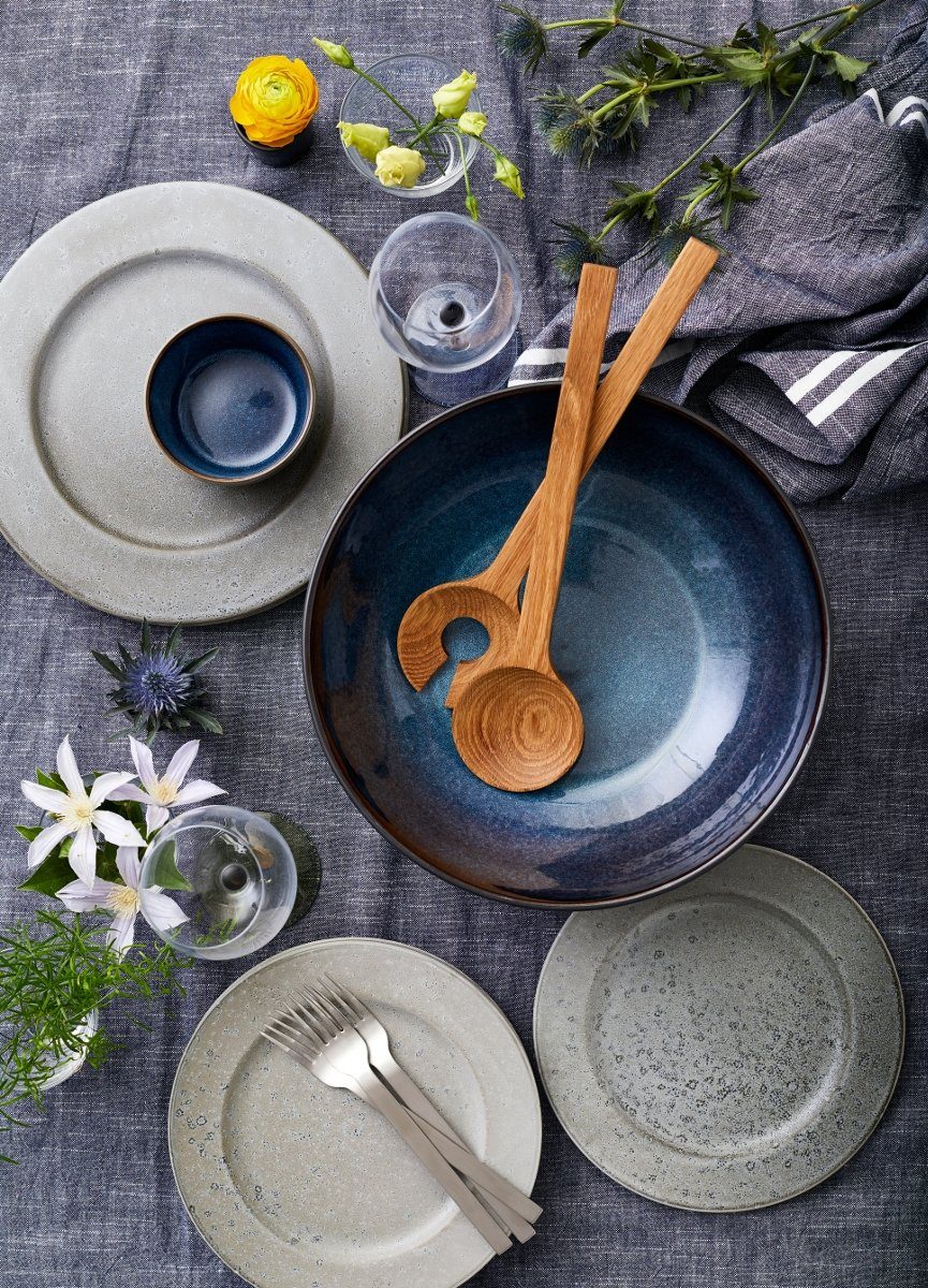 Bitz Salatschüssel Salatbesteck Oak 24 cm Set2, Eiche, (Salatbestecke), Salatbesteck 2-tlg. 24 cm Eiche