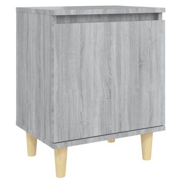 vidaXL Nachttisch Nachttisch mit Massivholz-Beinen Grau Sonoma 40x30x50 cm
