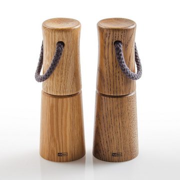 AdHoc Salz-/Pfeffermühle Geschenk-Set Yaso manuell, (2 Stück), zwei Mühlen mit Tragegriff aus Naturfaser 17cm