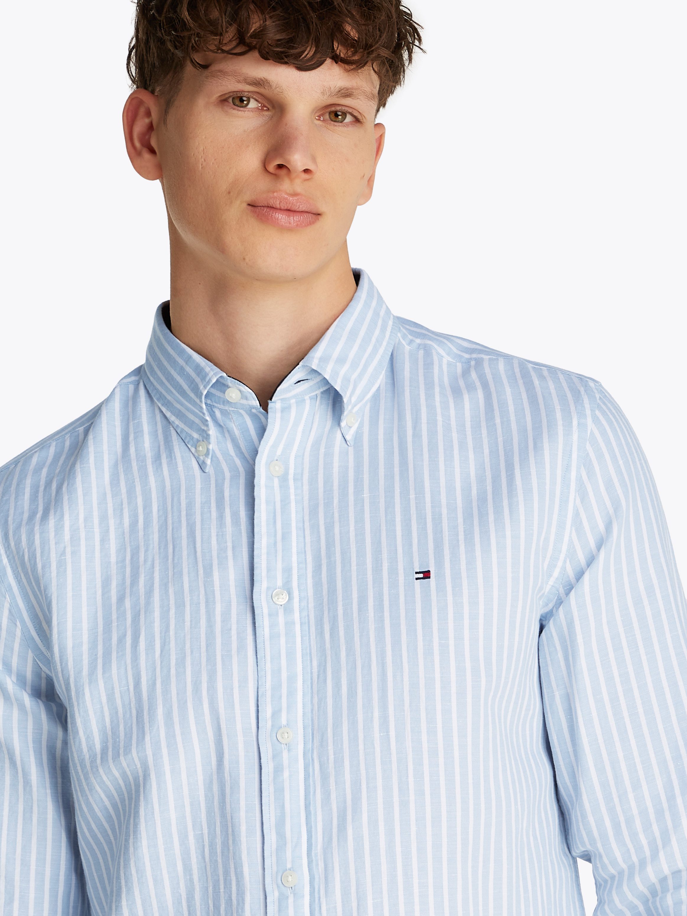 Tommy Hilfiger Langarmhemd LINEN BLEND BOLD STRIPE mit feinen Streifen günstig online kaufen