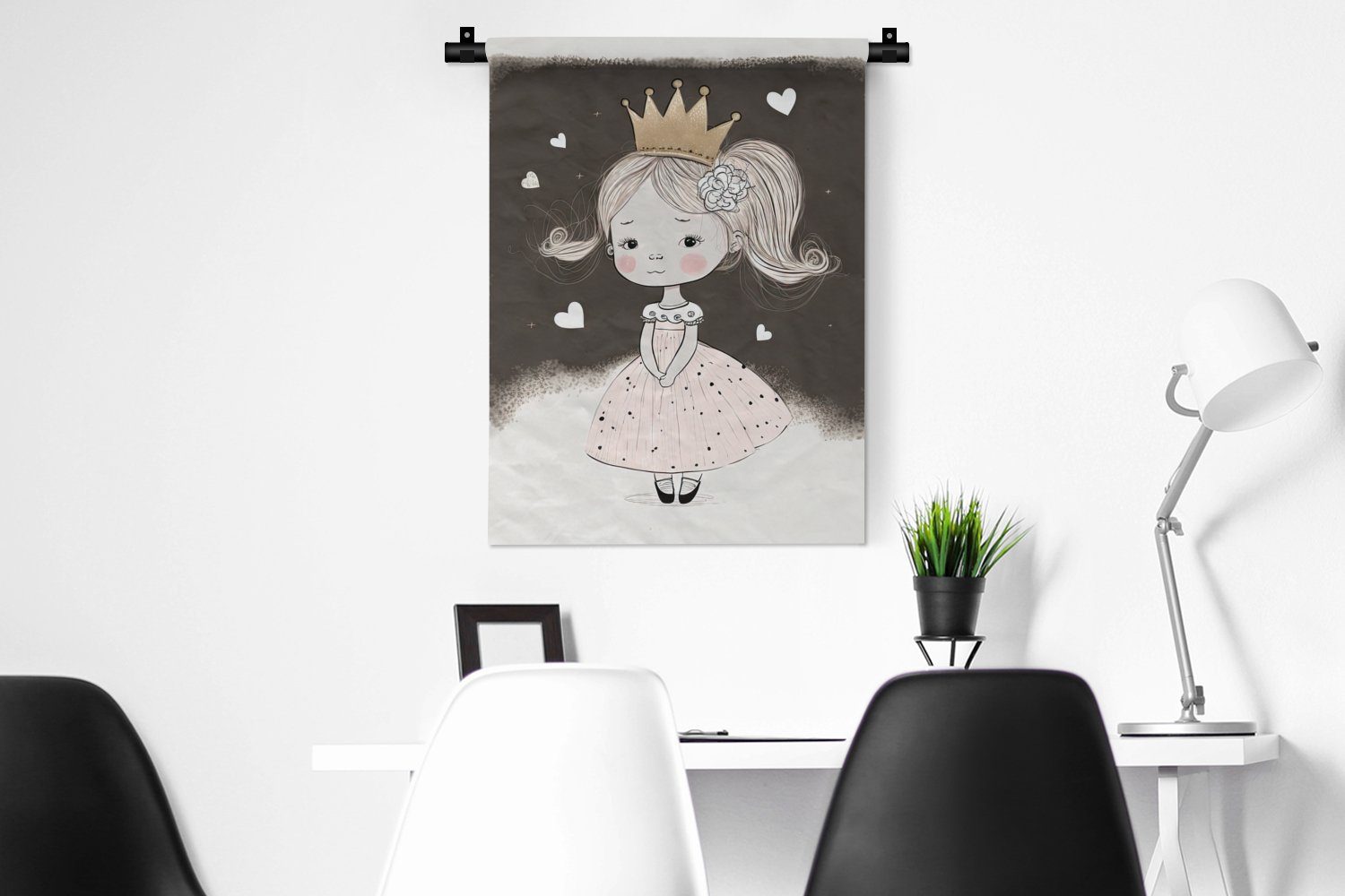 MuchoWow - Rose Wohnzimmer, Mädchen, der Wand, an Prinzessin Schlafzimmer Tapisserie, Herzen Deko - Wanddekoobjekt - für
