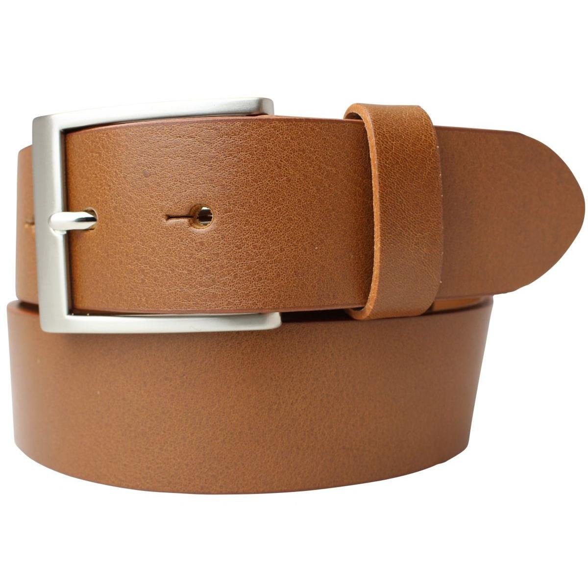 BELTINGER Ledergürtel Jeans-Gürtel aus Vollrindleder 4 cm - Hochwertiger Leder-Gürtel für He Tabac, Silber