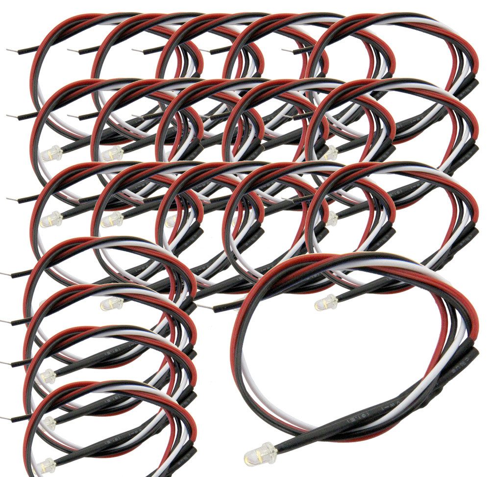 SOL-EXPERT group Modellbausatz Bi-Color-LED, 3 mm für Züge, warmweiß/rot, mit Kabel, 20er Set