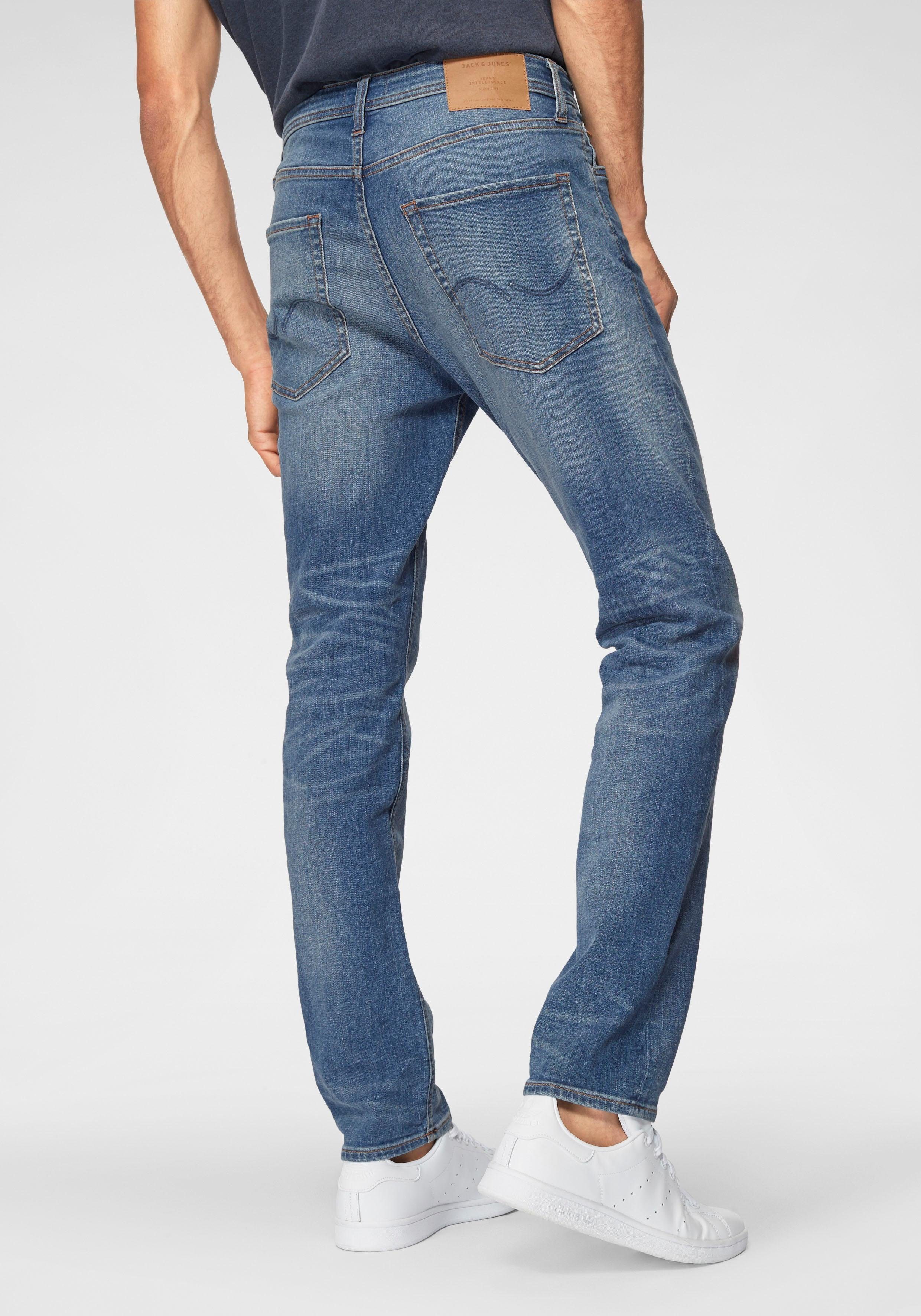 Jack & Jones Slim-fit-Jeans JJITIM mit Waschung und praktischen Taschen Abriebeffekte, modisch, slim fit, Denim – Bild 3 von 5