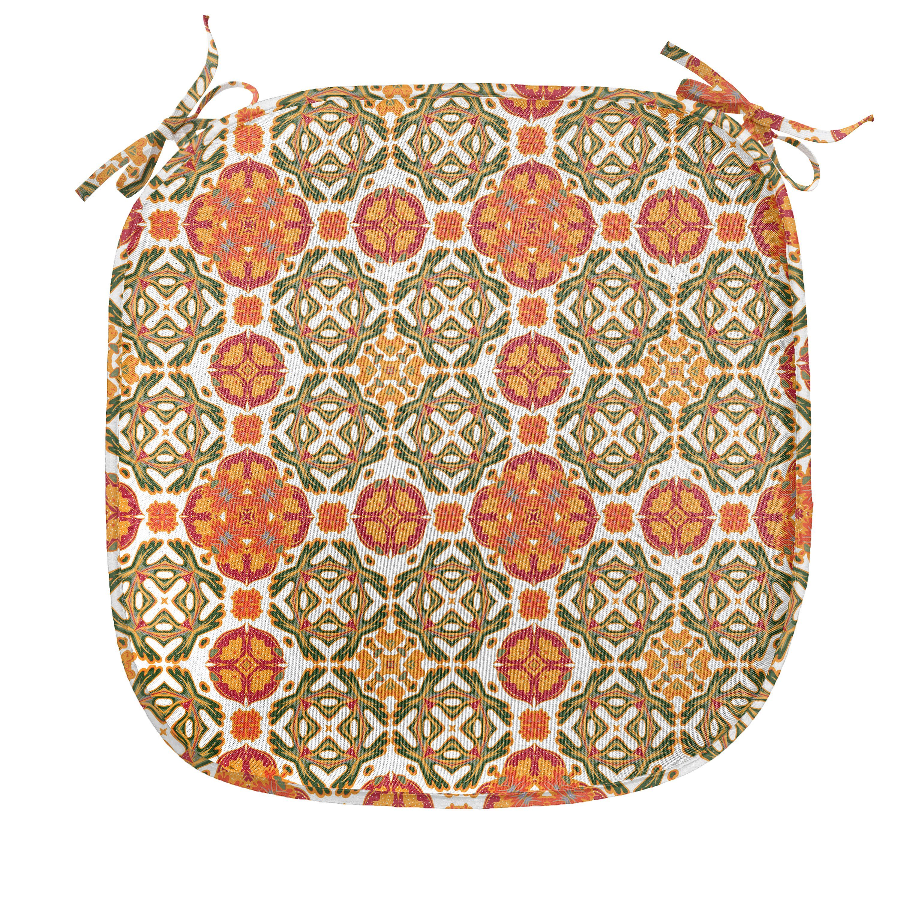 Abakuhaus Stuhlkissen Dekoratives wasserfestes Kissen mit Riemen für Küchensitze, marokkanisch Vintage orientalische Fliese