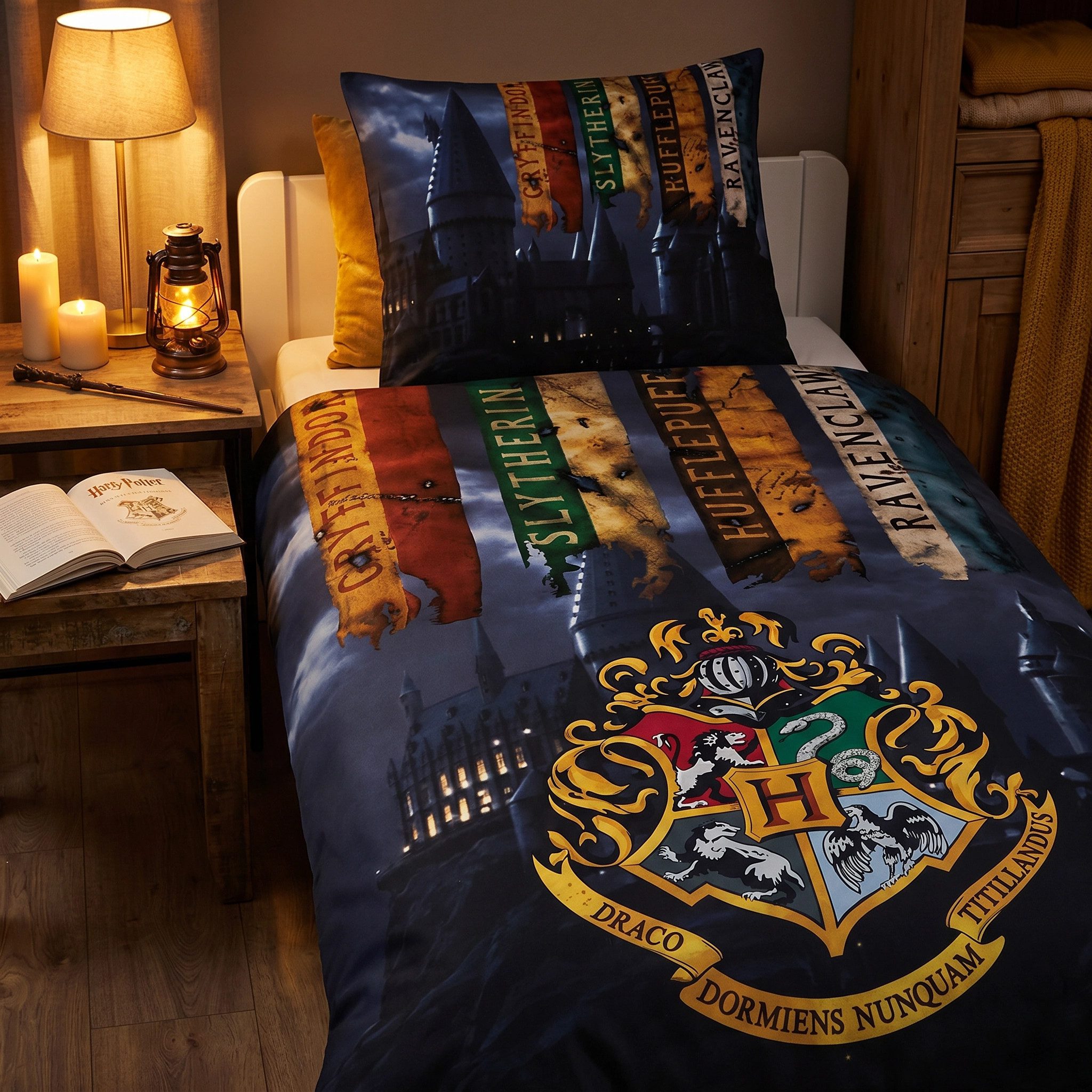 Harry Potter Kinderbettwäsche Harry Potter Hogwarts Bettwäsche Set, Mikrofaser, Deckenbezug 135-140x200 - Kissenbezug 63x63 cm