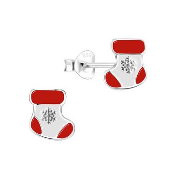 schmuck23 Paar Ohrstecker Mädchen Kinder Ohrringe Weihnachten Nikolaus Stiefel 925 Silber, Mädchen Kinderschmuck echte Silberohrringe