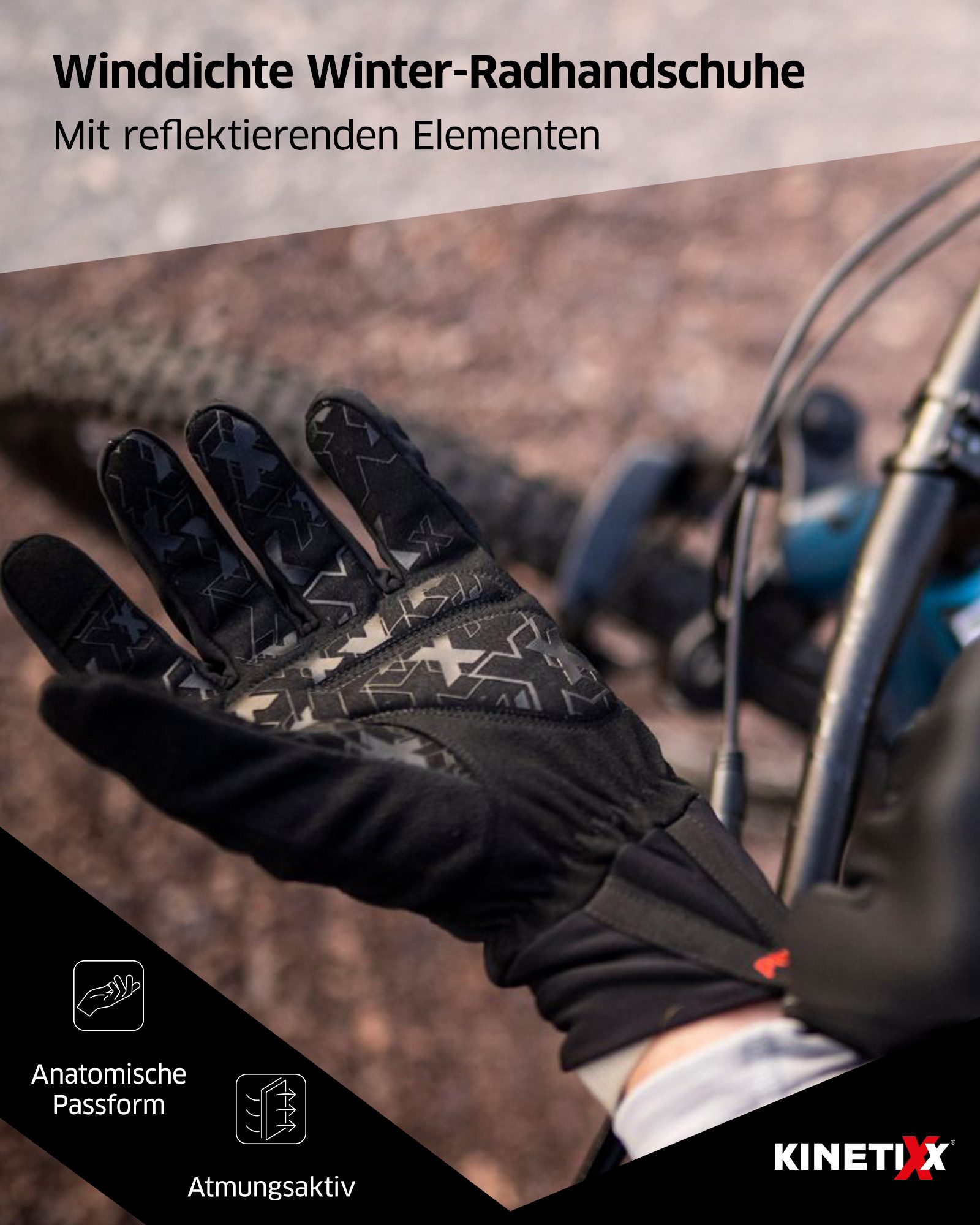 Kinetixx Fahrradhandschuhe Sportliche Radhandschuhe Loreto, KinetiXx (blau, weiß, rot, schwarz) Anatomische Passform, Grip, Atmungsaktiv