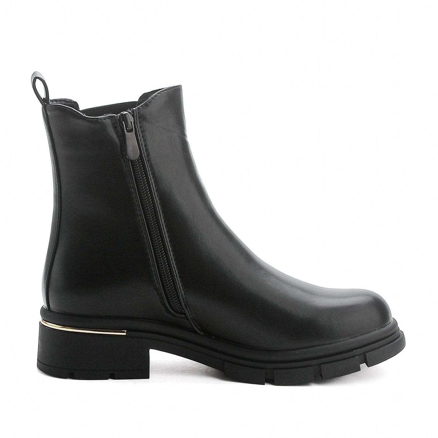Elara Damen Stiefelette mit Profilsohle, Reißverschluss und Blockabsatz Chelseaboots