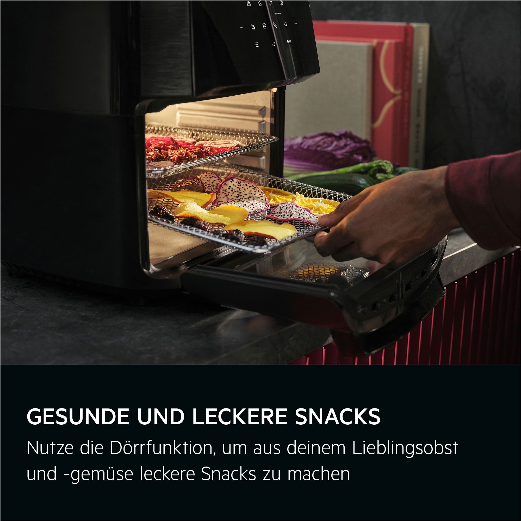 AEG Heißluftfritteuse AAF12B 8000 - Multi-Combo, 1800 W, Drehspieß- und Dörrfunktion