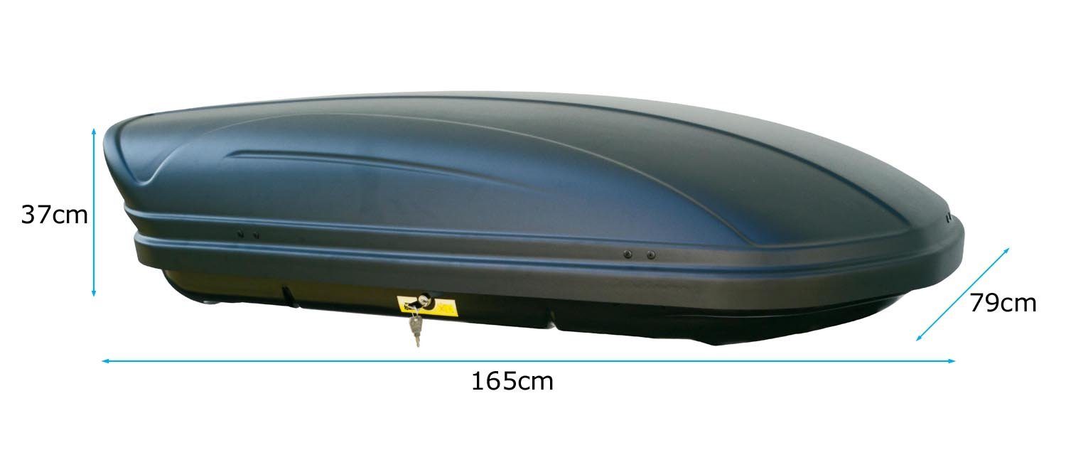 VDP Dachbox schwarz Auto 400, abschließbar Autokoffer Box Marathon matt Dachkoffer Gepäckbox